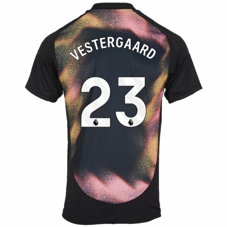 Kandiny Kinderen Jannik Vestergaard #23 Zwart Wit Uitshirt Uittenue 2024/25 T-Shirt