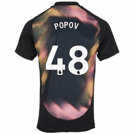 Kandiny Kinderen Chris Popov #48 Zwart Wit Uitshirt Uittenue 2024/25 T-Shirt