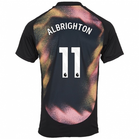 Kandiny Bambino Maglia Marc Albrighton #11 Nero Bianco Kit Gara Away 2024/25 Maglietta