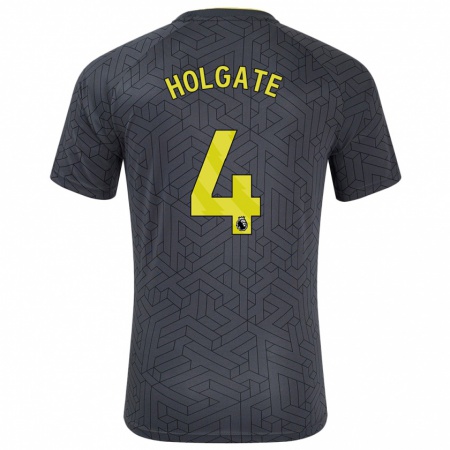 Kandiny Kinder Mason Holgate #4 Schwarz Gelb Auswärtstrikot Trikot 2024/25 T-Shirt Österreich