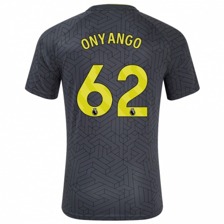 Kandiny Kinderen Tyler Onyango #62 Zwart Geel Uitshirt Uittenue 2024/25 T-Shirt