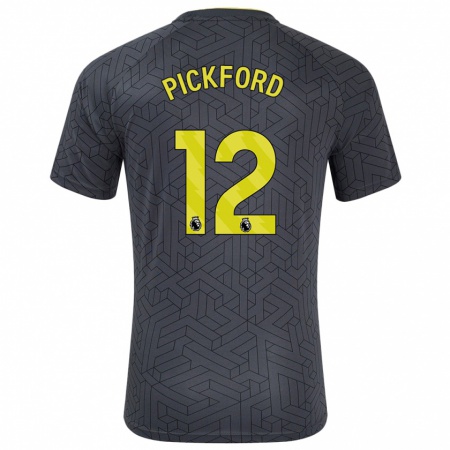 Kandiny Kinderen Jordan Pickford #12 Zwart Geel Uitshirt Uittenue 2024/25 T-Shirt