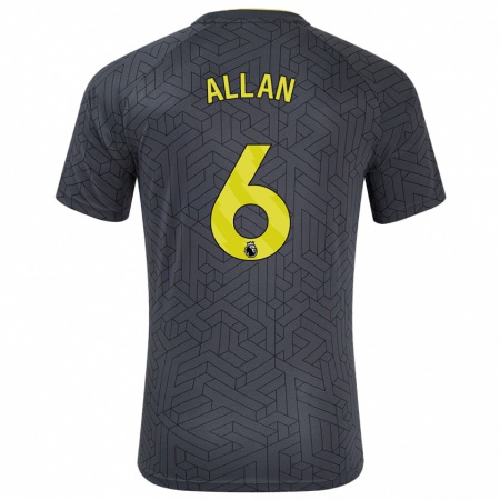 Kandiny Kinderen Allan #6 Zwart Geel Uitshirt Uittenue 2024/25 T-Shirt