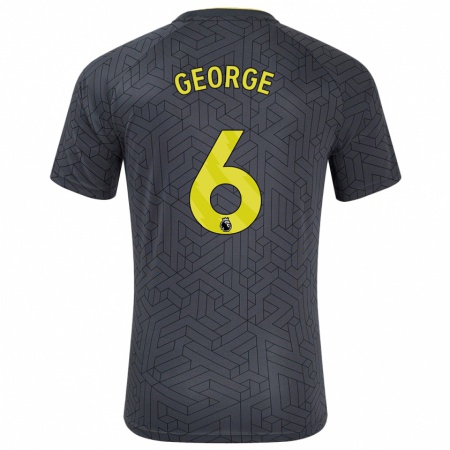 Kandiny Bambino Maglia Gabrielle George #6 Nero Giallo Kit Gara Away 2024/25 Maglietta