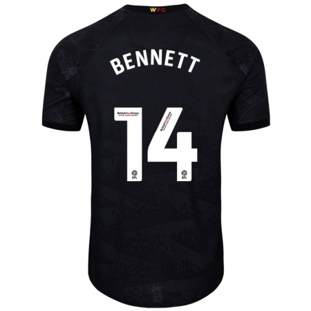 Kandiny Niño Camiseta Harley Bennett #14 Negro Blanco 2ª Equipación 2024/25 La Camisa México