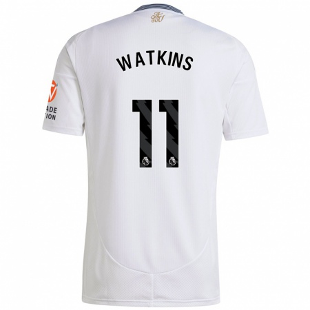 Kandiny Bambino Maglia Ollie Watkins #11 Bianco Kit Gara Away 2024/25 Maglietta