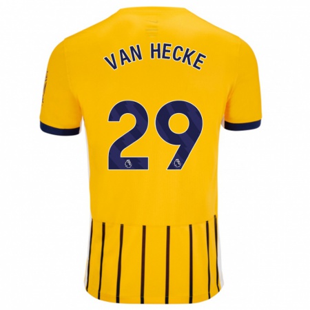 Kandiny Kinder Jan Paul Van Hecke #29 Gold Blau Nadelstreifen Auswärtstrikot Trikot 2024/25 T-Shirt Österreich