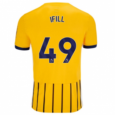 Kandiny Kinderen Marcus Ifill #49 Goud Blauw Krijtstrepen Uitshirt Uittenue 2024/25 T-Shirt