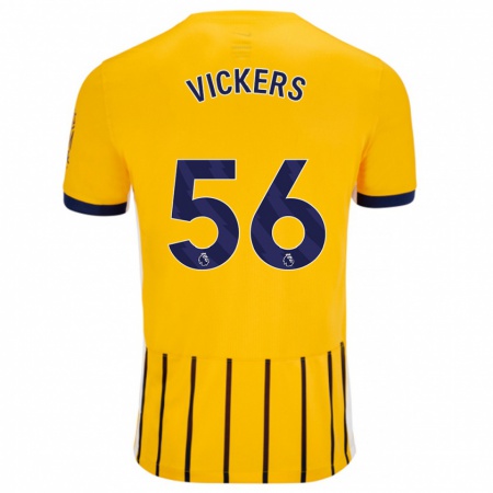 Kandiny Kinderen Caylan Vickers #56 Goud Blauw Krijtstrepen Uitshirt Uittenue 2024/25 T-Shirt