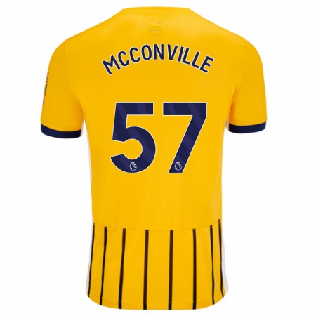 Kandiny Kinderen Ruairi Mcconville #57 Goud Blauw Krijtstrepen Uitshirt Uittenue 2024/25 T-Shirt