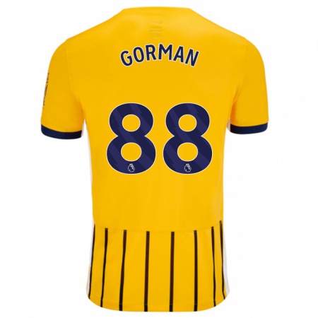 Kandiny Kinderen Ronnie Gorman #88 Goud Blauw Krijtstrepen Uitshirt Uittenue 2024/25 T-Shirt