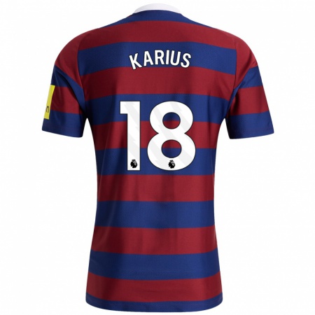 Kandiny Kinderen Loris Karius #18 Bordeauxrood Marineblauw Uitshirt Uittenue 2024/25 T-Shirt