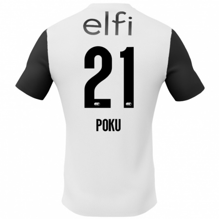 Kandiny Kinderen Ernest Poku #21 Wit Zwart Uitshirt Uittenue 2024/25 T-Shirt