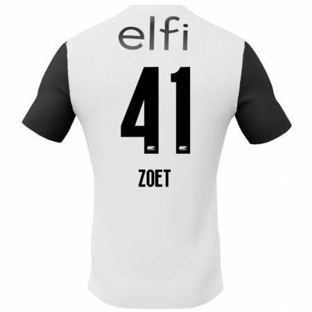 Kandiny Niño Camiseta Jeroen Zoet #41 Blanco Negro 2ª Equipación 2024/25 La Camisa