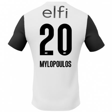 Kandiny Kinderen Marios Mylopoulos #20 Wit Zwart Uitshirt Uittenue 2024/25 T-Shirt