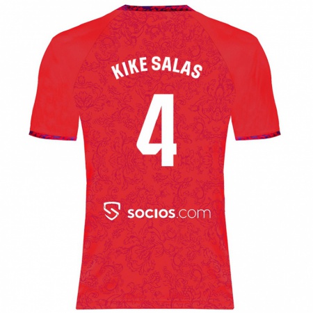 Kandiny Kinderen Kike Salas #4 Rood Uitshirt Uittenue 2024/25 T-Shirt