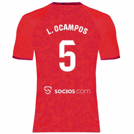 Kandiny Kinderen Lucas Ocampos #5 Rood Uitshirt Uittenue 2024/25 T-Shirt