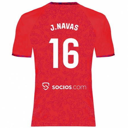 Kandiny Kinderen Jesús Navas #16 Rood Uitshirt Uittenue 2024/25 T-Shirt