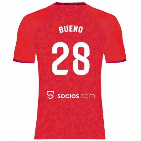 Kandiny Kinderen Manu Bueno #28 Rood Uitshirt Uittenue 2024/25 T-Shirt