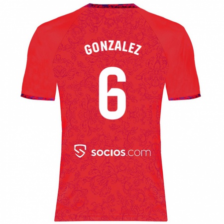 KandinyキッズPamela González#6赤アウェイシャツ2024/25ジャージーユニフォーム