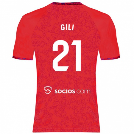 Kandiny Niño Camiseta Gemma Gili #21 Rojo 2ª Equipación 2024/25 La Camisa México