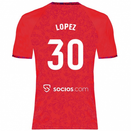 Kandiny Kinderen Alba López #30 Rood Uitshirt Uittenue 2024/25 T-Shirt