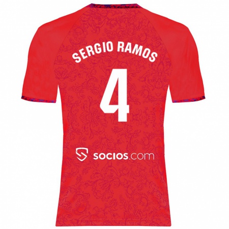 Kandiny Kinderen Sergio Ramos #4 Rood Uitshirt Uittenue 2024/25 T-Shirt