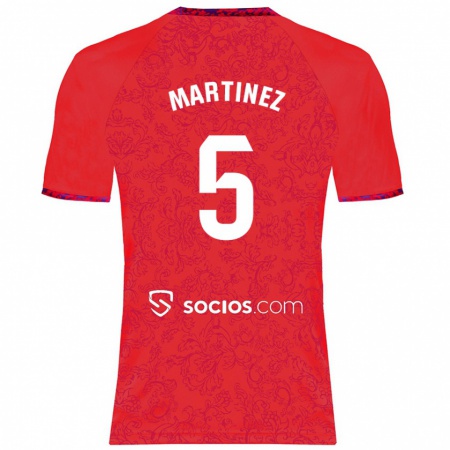 Kandiny Kinderen Sergio Martínez #5 Rood Uitshirt Uittenue 2024/25 T-Shirt