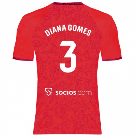 Kandiny Kinderen Diana Catarina Ribeiro Gomes #3 Rood Uitshirt Uittenue 2024/25 T-Shirt