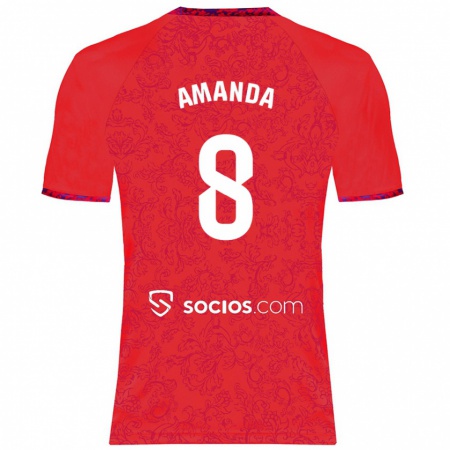 Kandiny Kinderen Amanda Sampedro Bustos #8 Rood Uitshirt Uittenue 2024/25 T-Shirt