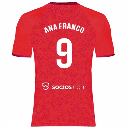 Kandiny Kinderen Ana Franco De La Vega #9 Rood Uitshirt Uittenue 2024/25 T-Shirt