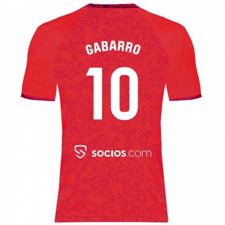 Kandiny Bambino Maglia María Inmaculada Gabarro Romero #10 Rosso Kit Gara Away 2024/25 Maglietta