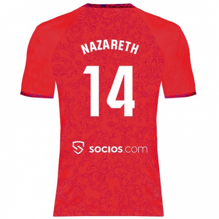 Kandiny Kinderen Nazaret Martín #14 Rood Uitshirt Uittenue 2024/25 T-Shirt