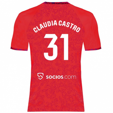 Kandiny Kinderen Claudia Castro Romero #31 Rood Uitshirt Uittenue 2024/25 T-Shirt