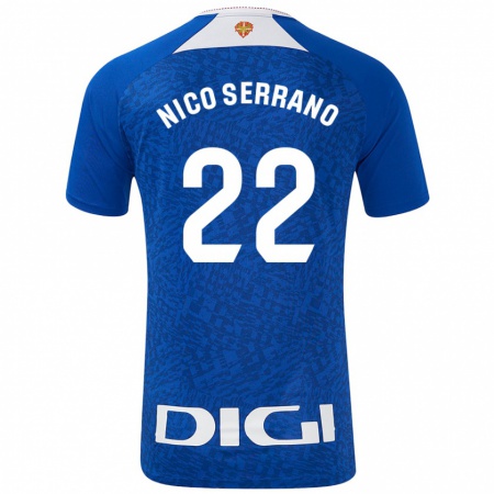 Kandiny Kinderen Nico Serrano #22 Koningsblauw Uitshirt Uittenue 2024/25 T-Shirt