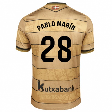 Kandiny Kinderen Pablo Marín #28 Bruin Uitshirt Uittenue 2024/25 T-Shirt