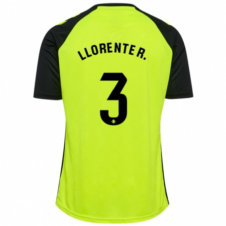 Kandiny Kinderen Diego Llorente #3 Fluorescerend Geel Zwart Uitshirt Uittenue 2024/25 T-Shirt