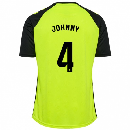 Kandiny Kinderen Johnny Cardoso #4 Fluorescerend Geel Zwart Uitshirt Uittenue 2024/25 T-Shirt