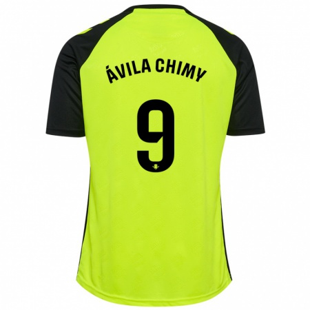 Kandiny Kinderen Chimy Ávila #9 Fluorescerend Geel Zwart Uitshirt Uittenue 2024/25 T-Shirt