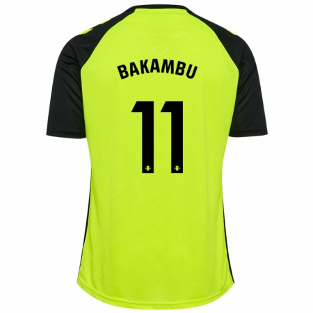 Kandiny Kinderen Cédric Bakambu #11 Fluorescerend Geel Zwart Uitshirt Uittenue 2024/25 T-Shirt