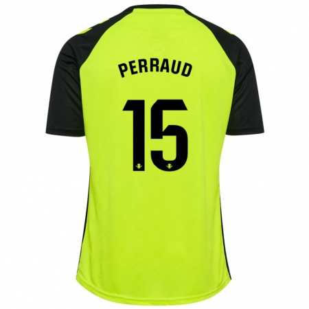 Kandiny Kinderen Romain Perraud #15 Fluorescerend Geel Zwart Uitshirt Uittenue 2024/25 T-Shirt