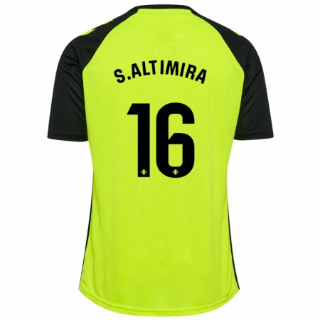 Kandiny Kinderen Sergi Altimira #16 Fluorescerend Geel Zwart Uitshirt Uittenue 2024/25 T-Shirt