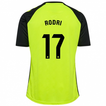 Kandiny Kinderen Rodri Sánchez #17 Fluorescerend Geel Zwart Uitshirt Uittenue 2024/25 T-Shirt