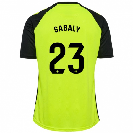 Kandiny Bambino Maglia Youssouf Sabaly #23 Giallo Fluorescente Nero Kit Gara Away 2024/25 Maglietta