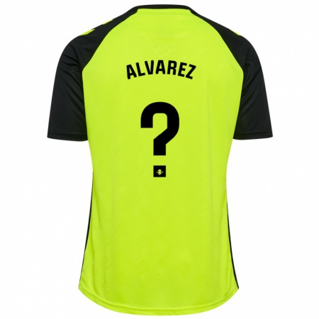 Kandiny Kinderen Marco Álvarez #0 Fluorescerend Geel Zwart Uitshirt Uittenue 2024/25 T-Shirt