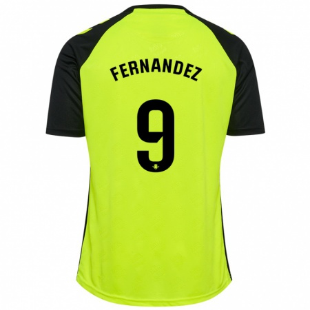 Kandiny Kinderen Marcos Fernández #9 Fluorescerend Geel Zwart Uitshirt Uittenue 2024/25 T-Shirt