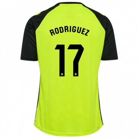 Kandiny Kinderen Jesús Rodriguez #17 Fluorescerend Geel Zwart Uitshirt Uittenue 2024/25 T-Shirt