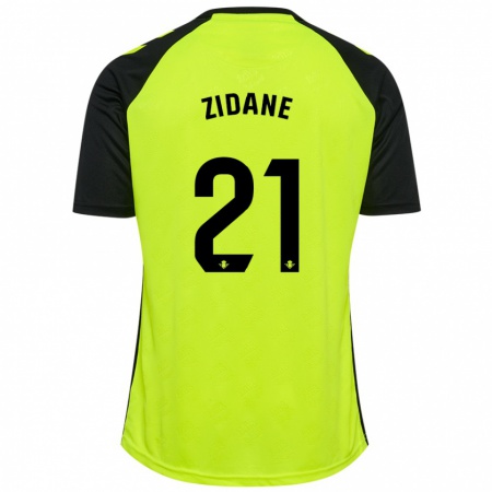 Kandiny Kinderen Elyaz Zidane #21 Fluorescerend Geel Zwart Uitshirt Uittenue 2024/25 T-Shirt