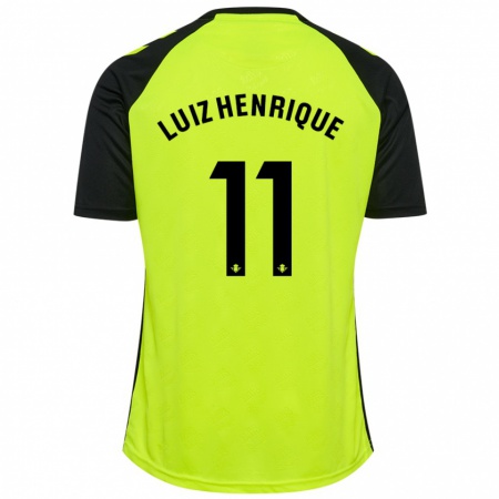 Kandiny Kinderen Luiz Henrique #11 Fluorescerend Geel Zwart Uitshirt Uittenue 2024/25 T-Shirt