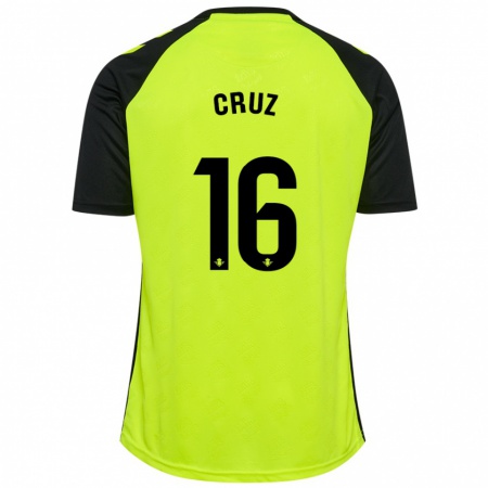 Kandiny Kinderen Juan Cruz #16 Fluorescerend Geel Zwart Uitshirt Uittenue 2024/25 T-Shirt